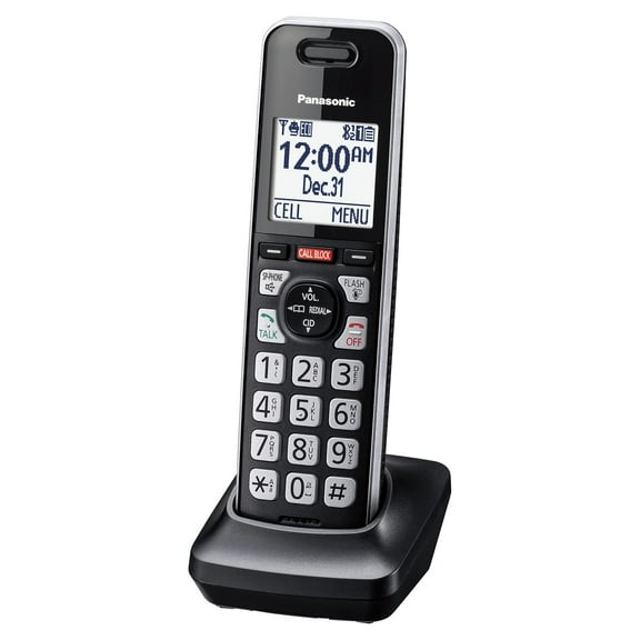 Panasonic Additional Cordless Phone Handset, Advanced Call Block, Compatible with KX-TGF94x and KX-TGF97x Series - KX-TGFA97B (Black with Silver Trim)