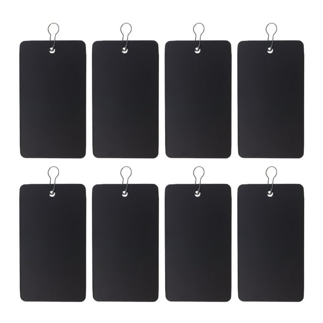 200pcs Plastic Hanging Tags Iron Gourd Pin Set Waterproof PVC ID Holder for Office (100pcs Tag, 100pcs Pin, Black)