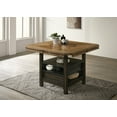thumbnail image 2 of 5Pc Counter Height Dining Set Round Table Lazy Susan Brown/Gray Upholstered Chairs Wooden Furniture, 2 of 7