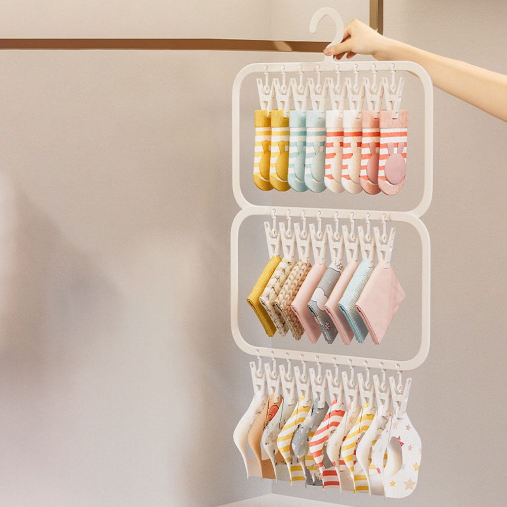 Masteelf  2 PCS Socks Patch Clothes Rack Hangers for Child Baby White