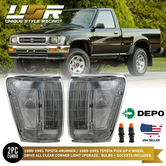 DEPO Clear Corner Light Pair For 90-91 Toyota 4Runner & 89-91 Pickup Truck 4WD