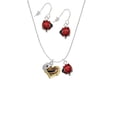 thumbnail image 2 of Delight Jewelry Brown Tiger Print Heart with Nurse Hat Red Lucky Ladybug Necklace and Dangle Earrings Set, 2 of 6