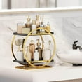 thumbnail image 6 of Makeup Organizer for Vanity, Black Gold Perfume Organizer for Dresser, 2-Tier Bathroom Countertop Organizers, Bathroom Counter Shelf Skincare Holder Perfume Tray Cosmetic Display, 6 of 9