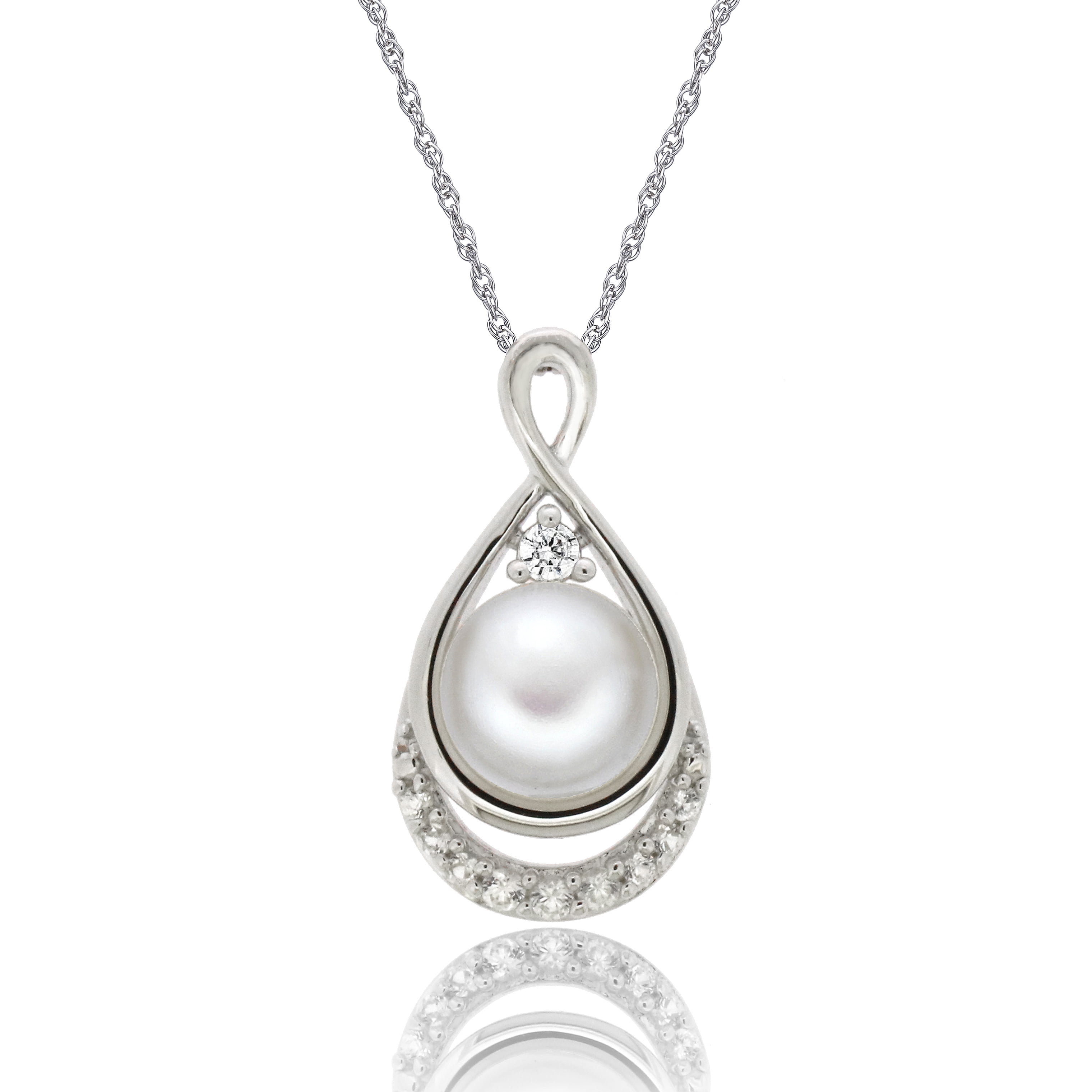 Brilliance Fine Jewelry Sterling Silver Freshwater Pearl and Created