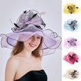 thumbnail image 2 of WCJM Blue Women Kentucky Cap Wide Summer Sun Hat for Party Wedding, 2 of 5