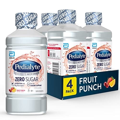Ponche de frutas Pedialyte con agua electrolítica, 1 litro, 4 unidades