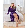 thumbnail image 4 of Ekouaer Silk Robes for Women Shawl Collar Satin Bathrobe Long Bride Wedding Party Robe Lightweight Sexy Sleepwear, 4 of 6