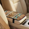 thumbnail image 4 of Xixirimido Car Seat Cover Set of 5 Pieces Front Seat Covers with Matching Seat Belt and Center Console Covers PU Leather Fits Most Vehicles, Ethnic Tribal Leopard Brown, 4 of 8