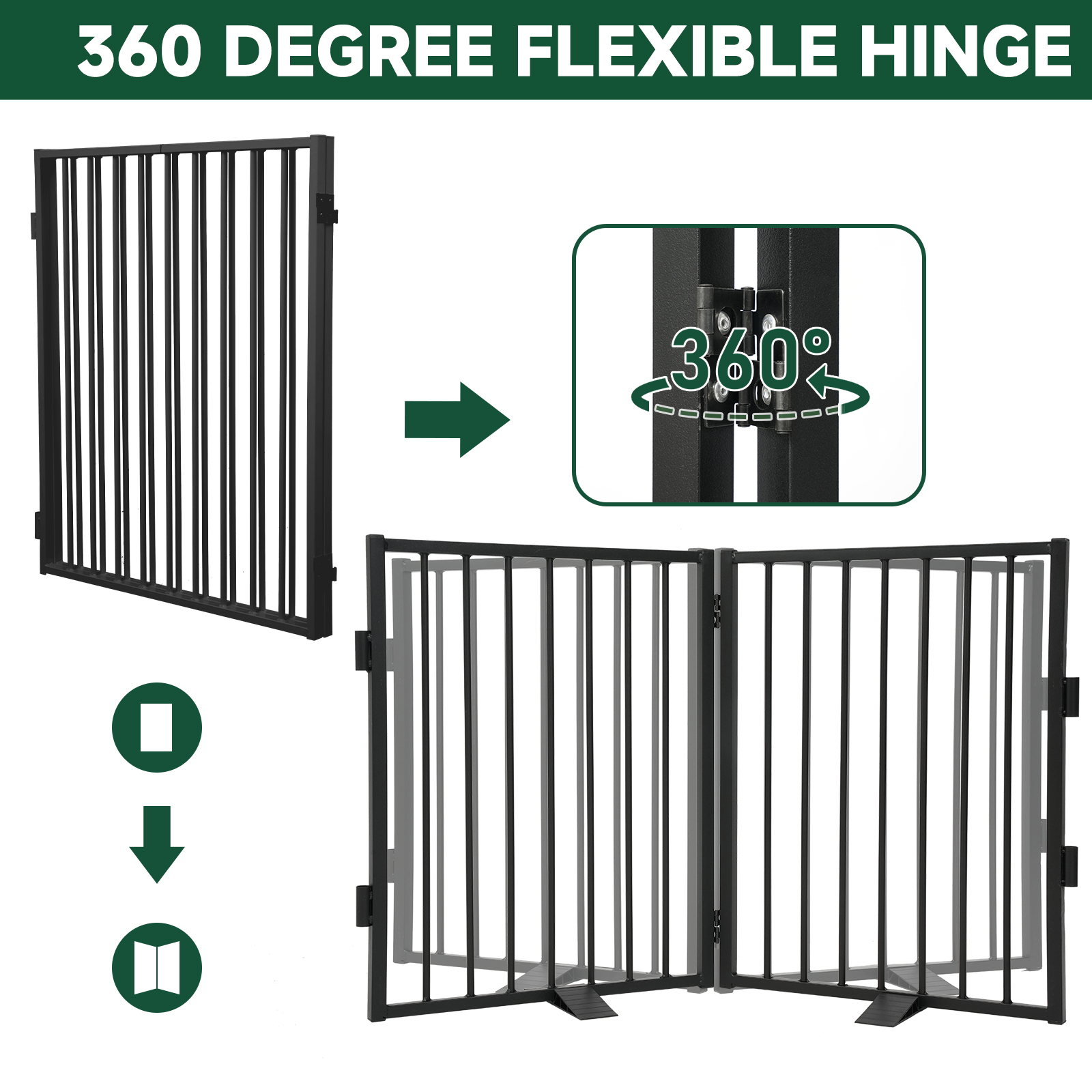 Furggis Pet Playpen, Dog Pen Foldable, Dog Exercise Fence with 2 Panels, 24"H - Black