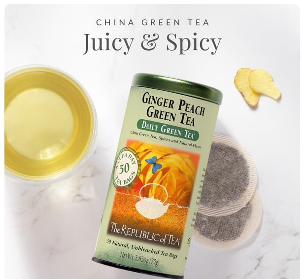 The Republic of Tea Ginger Peach Green Tea (Pack of 12)