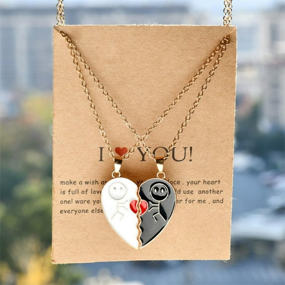 YYKihy Couple Necklace For Him Her Friend Matching Love Heart Pendants