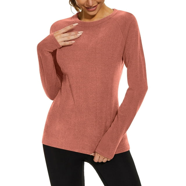 ShomPort sous-Vêtements Thermiques pour Femmes Col Rond Manches Longues Chaleur Extensible Léger Hauts Décontractés d'Affaires