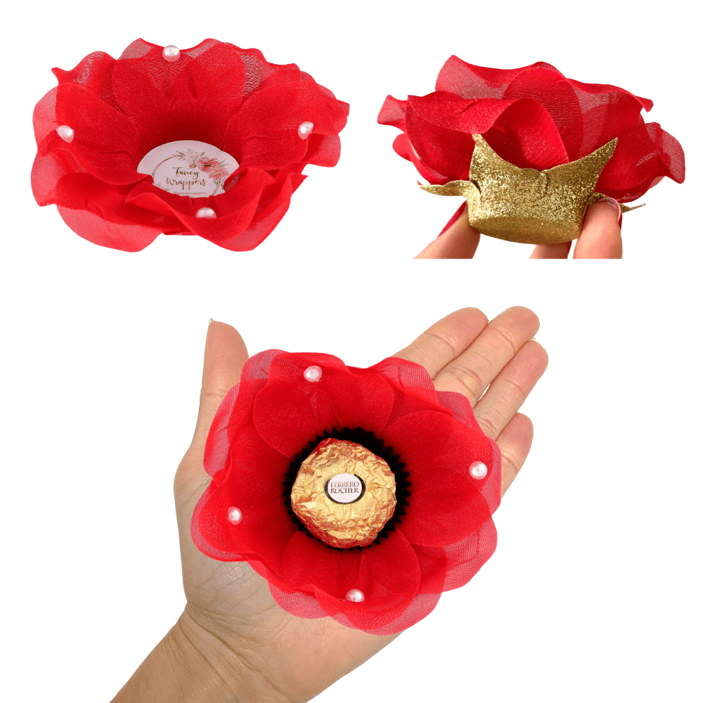 Pack of 24Luxurious Flower Truffle Wrappers with Pearls Mini Cupcake