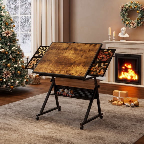 1500 pieces Jigsaw Puzzle metal Table board for adults gift with 4 trays(black)