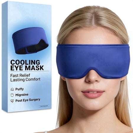 FACEMOON Adults Ice Silk Sleep Soft Cooling Comfort Sleep Eye Mask for Sleep Support with Storage Bag, Blue
