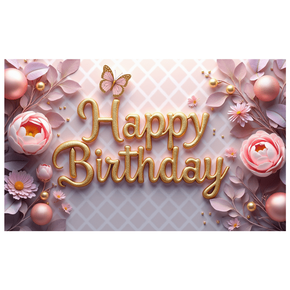 Pink Floral Themed Happy Birthday Banner Backdrop Background Party Decorations Photography Props for Birthday Party Celebrations Family Gatherings Photo Booth Setups and Event Decors