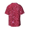 thumbnail image 7 of Picia Pink Glitter Men's Linen Shirts Short Sleeve Cuban Beach Shirts Casual Shirts Button Down Shirt for Men Beach Summer Wedding Shirt-3X-Large, 7 of 7