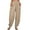 Khaki, variant on WREESH Womens Beach Pants Fashion Summer Casual Loose Cotton and Linen Pocket Solid Trousers Pants Olive Green