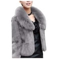 thumbnail image 2 of DJLBOOM Clothing Women's Fur & Faux Fur Jackets & Coats Womens Warm Faux Coat Jacket Winter Solid Turn Down Collar Outerwear Clothing Sale, 2 of 6