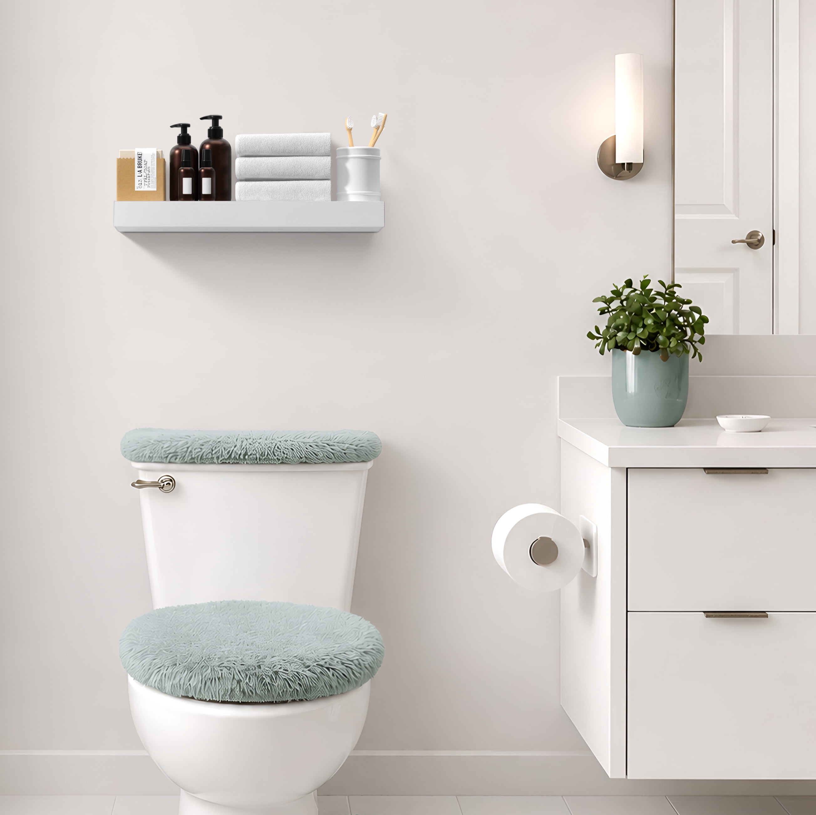 Sorbus 16.25" Floating Wall Shelf, White, Invisible Brackets, Bathroom, Bedroom & Home Decor