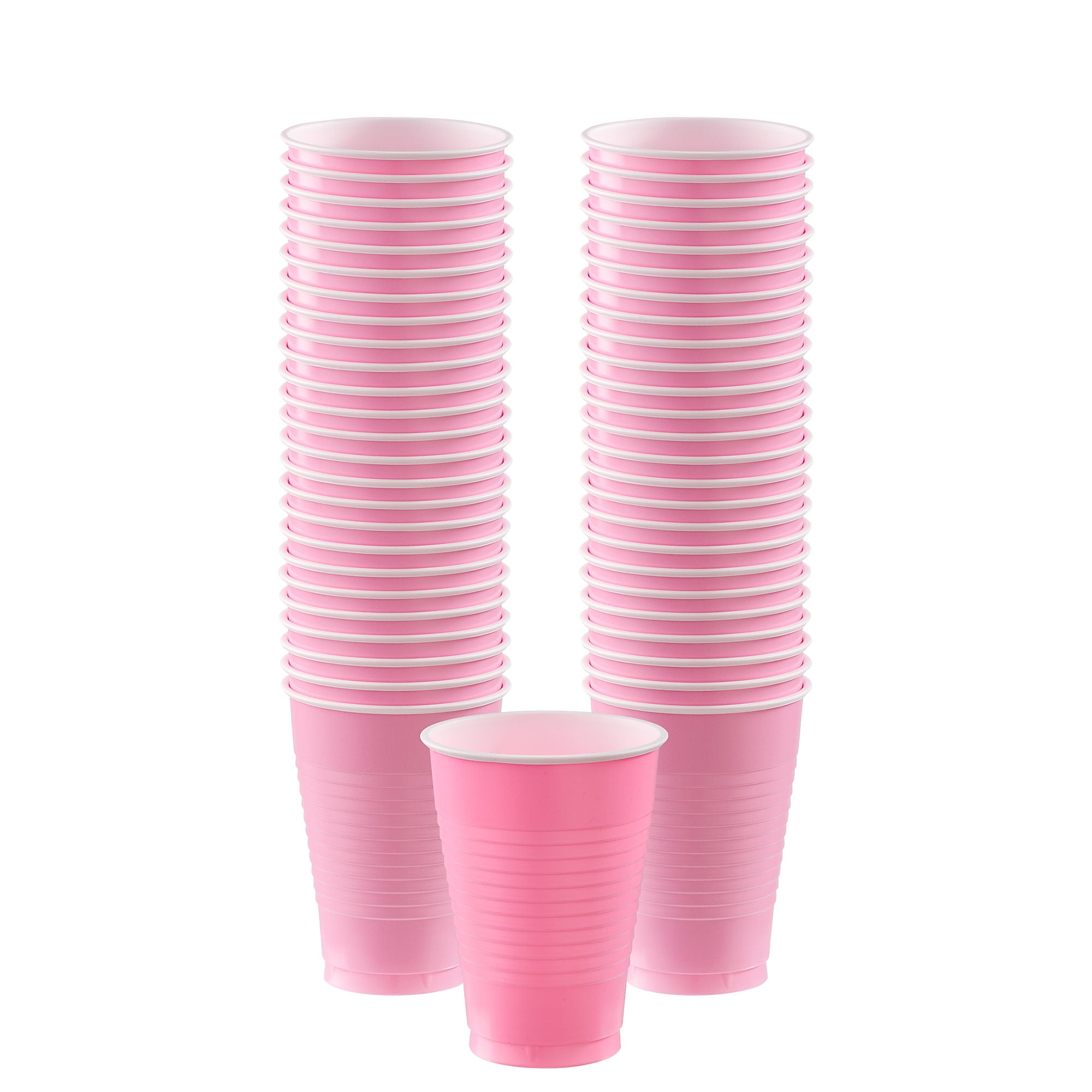Amscan Big Party Pack 50 Count Plastic Cups New Pink 12-Ounce