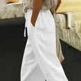 thumbnail image 7 of Roncen Women's Solid Cotton-Linen Lace Trim Pants - Elastic Drawstring Waist Casual Trousers with Pockets, 7 of 7