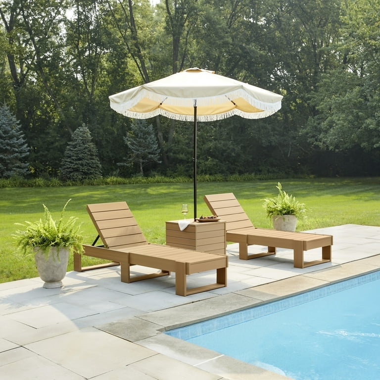 better homes and gardens patio table umbrella Better Homes & Gardens Ezra Outdoor Hdpe Umbrella Table, Teak