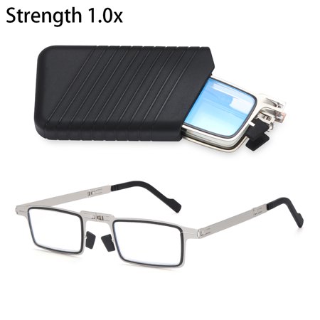Fashion Anti UV400 Portable Anti Eyestrain Readers Glasses with Case Presbyopia Eyeglasses Foldable Reading Glasses Blue Light Reading Glasses STRENGTH 1.0X