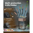 thumbnail image 3 of Kitchen Knife Set,Qronge 7 Pcs Knives Block Set with Built in Sharpener Block,Professional German Stainless Steel Knife Block Set,Dishwasher Safe,Black, 3 of 8