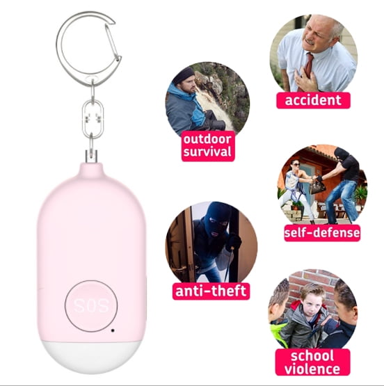 Personal Alarm Keychain 130db Outdoor Female Anti-wolf with LED Flashing Light 