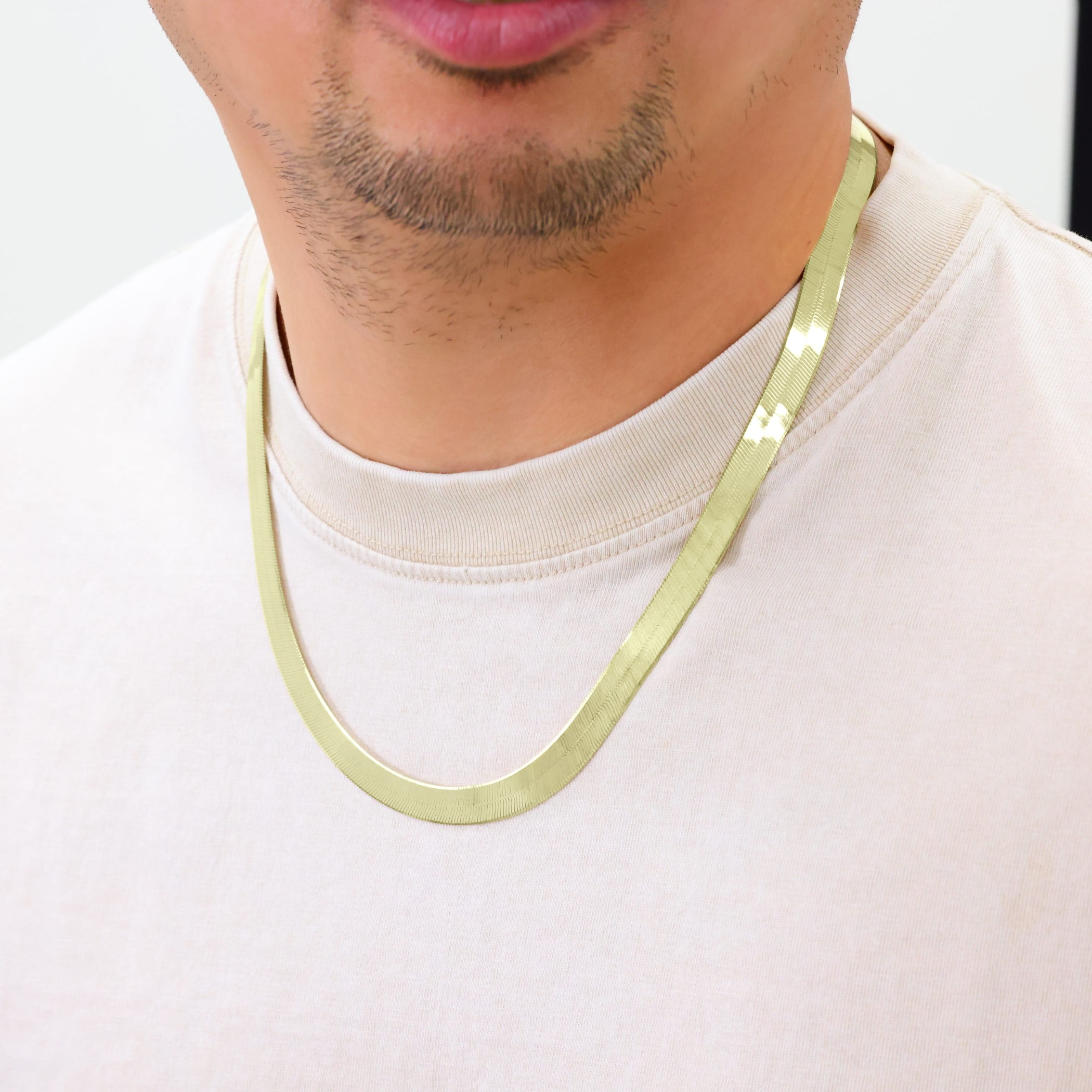 Nuragold 10k Real Yellow Gold Solid Herringbone Flexible 9mm Chain Necklace (16"-24") Italian Jewelry for Men & Women