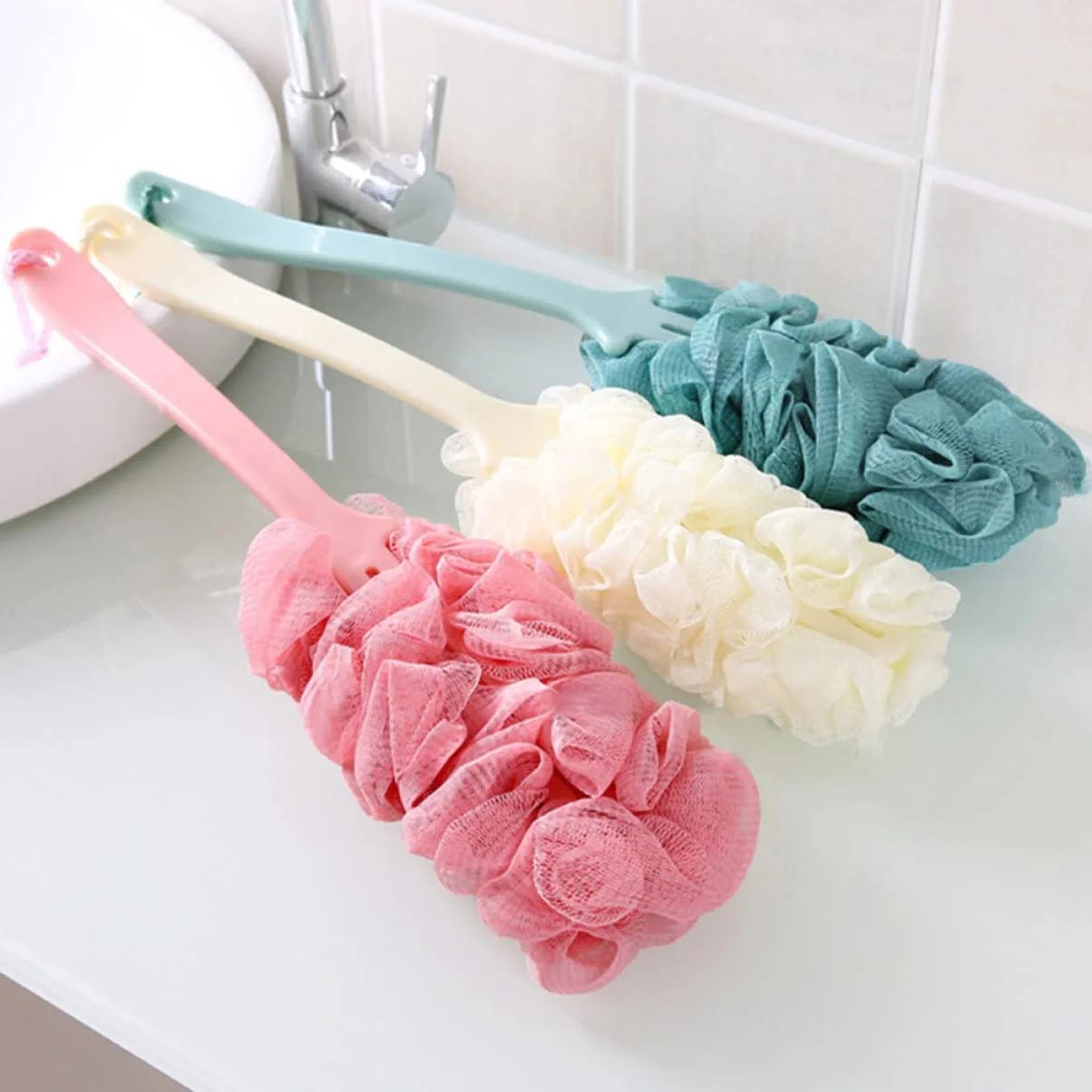 Long Handle Back Body Shower Liquid Bath Brush Exfoliating Clean Scrubber  Sponge