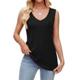 thumbnail image 2 of Camisetas Sin Mangas de Verano para Mujer, Camisetas Sin Mangas, Cuello en V, Ropa Informal Holgada, Conjuntos. Negro XXL, 2 of 10