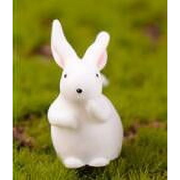 Conejo DIY micro paisaje jardinería decoración Musgo pequeño animal pastel decoración llavero colgante dibujos animados Pequeño Conejo Blanco