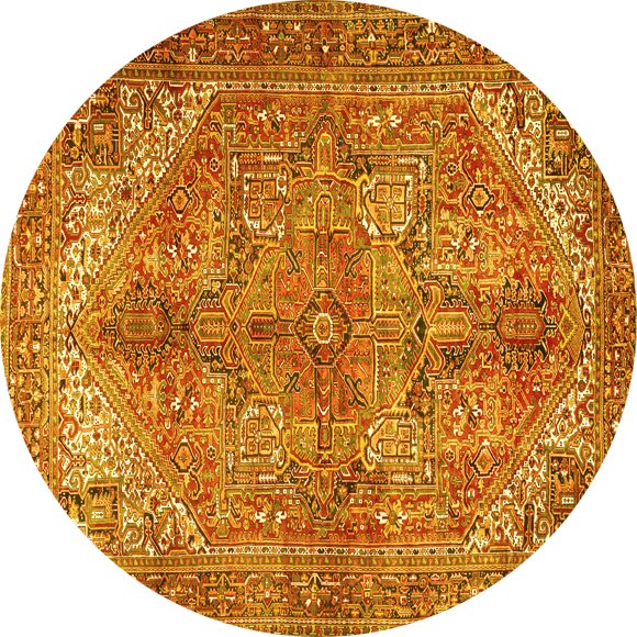 Ahgly Company Indoor Round Persian Yellow Traditional Area Rugs, 3' Round