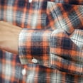 thumbnail image 4 of Men Fashion Square Print Lightweight Breathable Long Sleeve Lapel Shirt Orange 4XL, 4 of 4