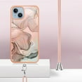 thumbnail image 3 of Case for iPhone 15 Plus, Adjustable Detachable Crossbody Strap Neck Strap Silicone Bumper Marble Painted TPU Ultra Thin Shockproof Protective Phone Case Cover for iPhone 15 Plus, Rosegold, 3 of 7
