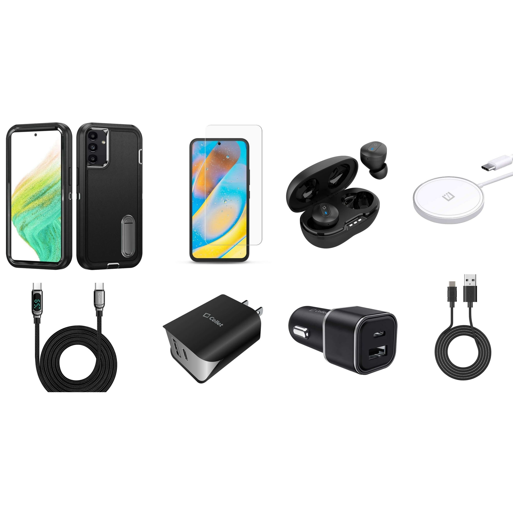 bestyrelse nyheder hævn BD Combo Bundle Case for Samsung Galaxy A54 5G Case - (Black) Tough Rugged  Protector Stand Cover with Screen Protectors, Earbuds, Wireless Charger,  Car & Wall Chargers, Digital USB-C Cable - Walmart.com