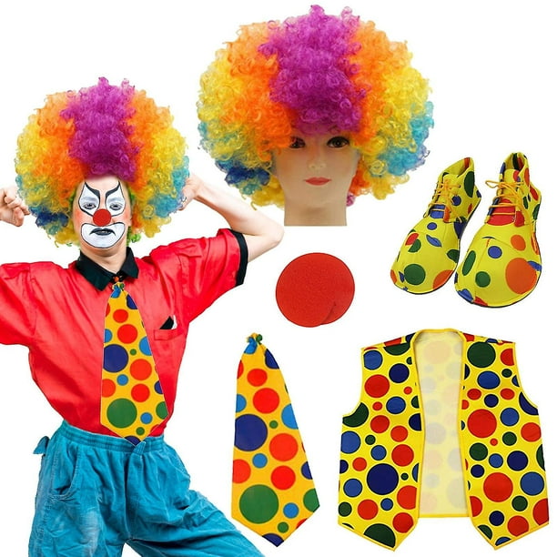 Disfraz de payaso de circo accesorios para Cosplay chaleco con corbata para la nariz conjunto de zapatos accesorios de vestido elegante para