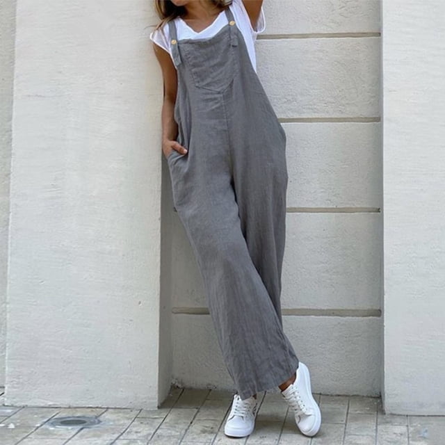 WILLBEST Pantalones Casuales elegantes para Mujer, Mono Cómodo Sin Mangas, Pantalones de Moda, Pantalones Largos Versátiles, Monos de Color Sólido para Uso Diario Extra Grande