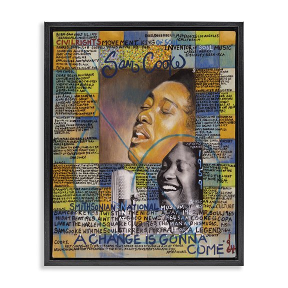 Stupell Industries Victorian Sam Cooke Collage Black Floating Frame Canvas Art, 17 x 21, by Sabin