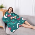 thumbnail image 5 of Oversized Wearable Blanket Hoodie,Dark Green Christmas Tree and House Pattern Sherpa Blanket Hoodie with Super Pockets,Super Warm Fuzzy Pullover for Women & Men, 5 of 6