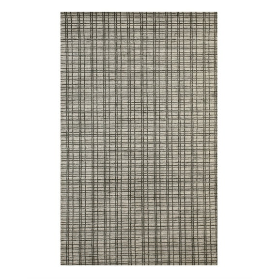 EORC Silver Handmade Bamboo Silk Contemporary Thomas Rug, 5' x 8'-Color:Silver,Material:bamboo-silk