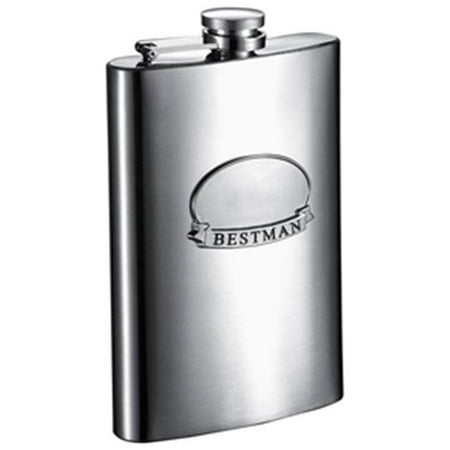 

Best Man Ribbon 8 oz Brushed Steel Flask