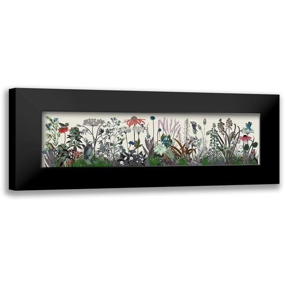 Fab Funky 14x7 Black Modern Framed Museum Art Print Titled - Wildflower Bloom