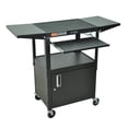 thumbnail image 2 of Luxor Adjustable Height Blue Metal A/V Cart w/ Pullout Keyboard Tray, Cabinet & 2 Drop Leaf Shelves, 2 of 3