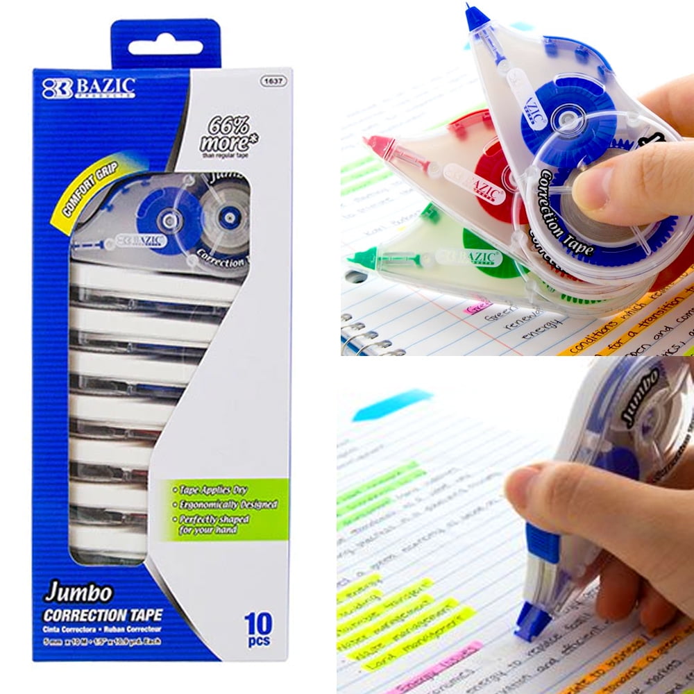 10pc Jumbo Correction Tape Student White Out Roller School Supply