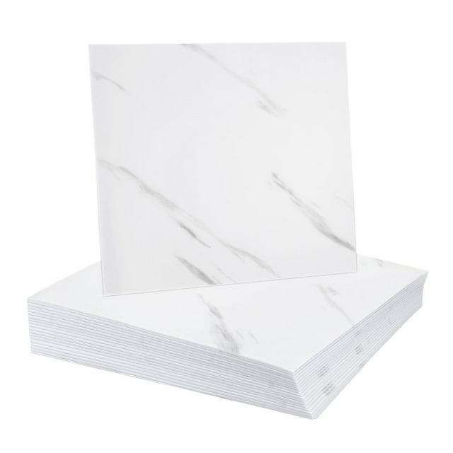 Uxcell 20Pcs Azulejos de Mármol Autoadhesivos, Paneles de Pared Impermeables para Salpicadero, Azulejos de Ducha Autoadhesivos de 11.81"x11.81" para Baño, Diseño Elegante en Blanco