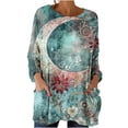 thumbnail image 3 of TaTaai Women’s Casual Round Neck Print Long Sleeve Blouse With Pockets Loose Fit Patterned T Shirts Soft Polyester Daily Holiday Travel Top Gift, 3 of 7