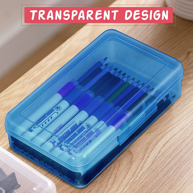 2 Pack Pencil Box, Plastic Pencil Case For Kids , Transparency